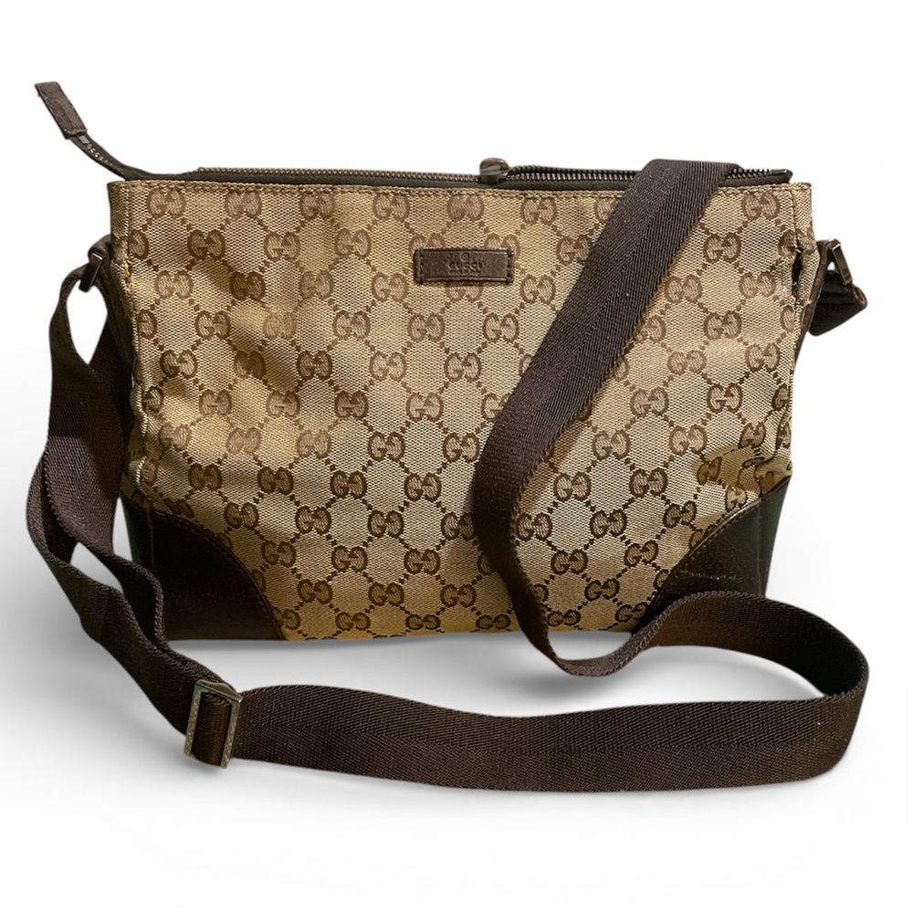 AUTHENTIC Gucci Brown Canvas Crossbody Bag